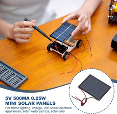 5 Pcs 5V 0.25W 50Ma Mini Solar Panels, Small Polycrystalline Solar Cell Panel wi