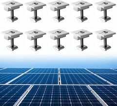 10pcs Solar Panels Centre Clamps, Aluminium T-Shaped Mid Clamps Include 10 Sc…