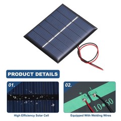 2Pack 3V 0.33W 110mA Mini Solar Panels with Cable