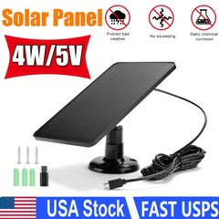 4W/5V Solar Panel For Outdoor Ring Spotlight Camera Security Cam Battery Charger