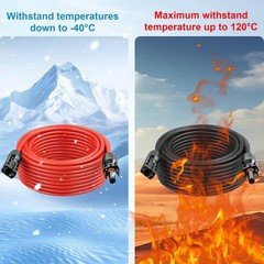 50FT Solar Panel Extension Cable 12AWG Waterproof Connectors for RV, Home, Boat