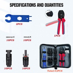 53/10PCS Solar Panel Cable Wire connectors Crimper Tool Kit 2PCS Spanners Wrench