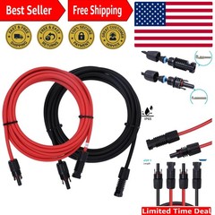 Solar Panel Extension Cable with Male and Female Connectors, 20Ft. 10AWG, 1 P…