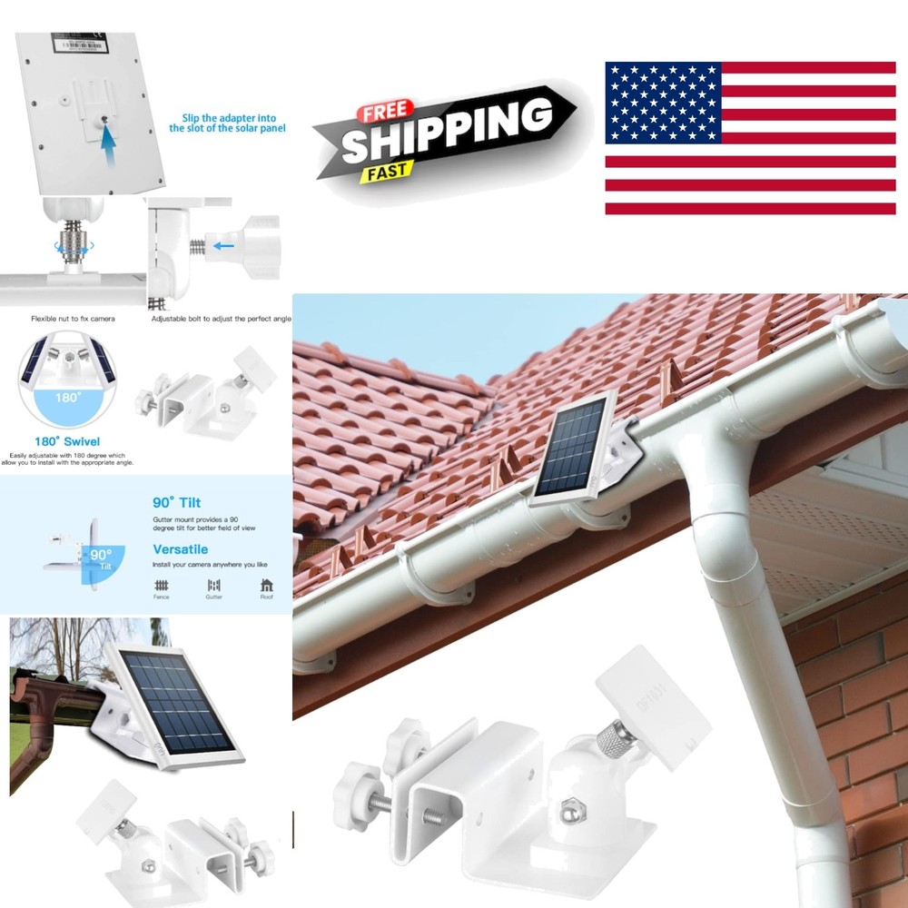No Drill Adjustable Gutter Mount for Solar Panel Fits Most Fences and Gutters