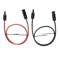 1 Pair 3 Feet Black + Red Solar Panel Extension Cable Wire Connector 10 AWG