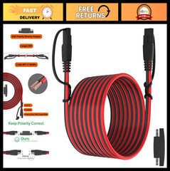25FT SAE Extension Cable 16AWG Quick Disconnect Connector for Automotive & Solar