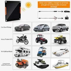 12V Solar Car Motorcycle Boat Marine RV Trailer ATV Trickle Battery Charger Kit