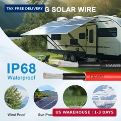 Solar Panel Wire 10 AWG 100ft Black 100ft Red Tinned Copper
