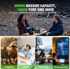 999Wh Portable Power Station 1000W Outdoor & Home Backup Solar Generator 10