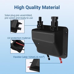 Solar Entry Gland, Dual Cable Entry Housing with 1ft 10awg Solar Cable, IP68 UV