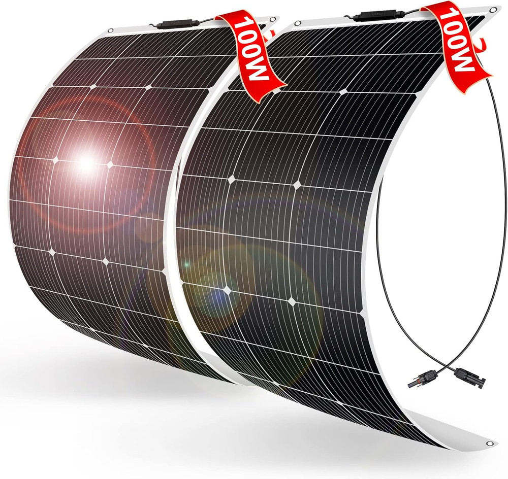 200W (2×100W) Flexible Solar Panels 18V Monocrystalline for 12V Battery Charging
