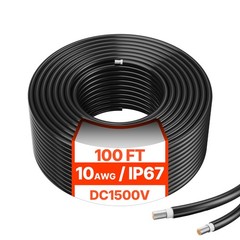 Uimoso 100FT Solar Panel Extension Cable 10AWG Waterproof PV 6mm² Cable Black