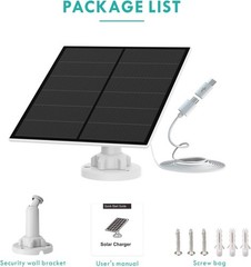 Solar Panel Charger 5W with 9.8ft Cable – Ideal for Outdoor Security Cameras