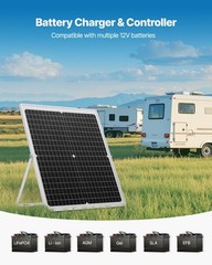 30W 12V Solar Panel Battery Charger – Trickle Maintainer, MPPT Controller, Water