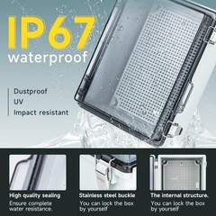 Waterproof Outdoor Project ABS Plastic Junction Box，IP67 Waterproof Clear