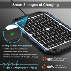 Waterproof 12W 12V Solar Battery Charger & Maintainer Pro