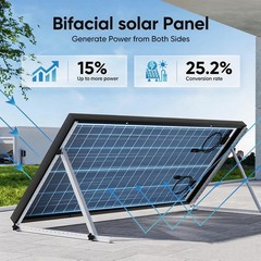 Bifacial 2Pack 100W Monocrystalline Solar Panel 18V 18BB N-Type PV Home Battery
