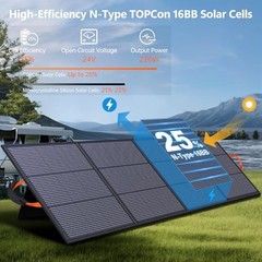 220W Portable Solar Panel 20V 25% High Efficiency N-Type Solar 220 Matte Black