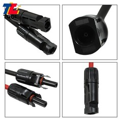 1 Pair 5ft 10AWG Black + Red Solar Panel Extension Cable Wire Connector