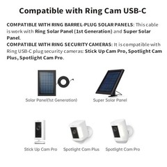 2-Pack Barrel Plug to USB-C Adapter for Ring Solar Panel, DC Female to USB-C