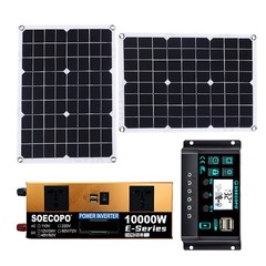 10000W Solar Kit Inverter 12V24V-110V/220V + 2pcs Solar Panels + Controller 100A