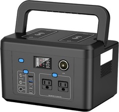 Powkey 600W 296Wh Portable Power Station, 2 Pure Sine Wave AC Outlets