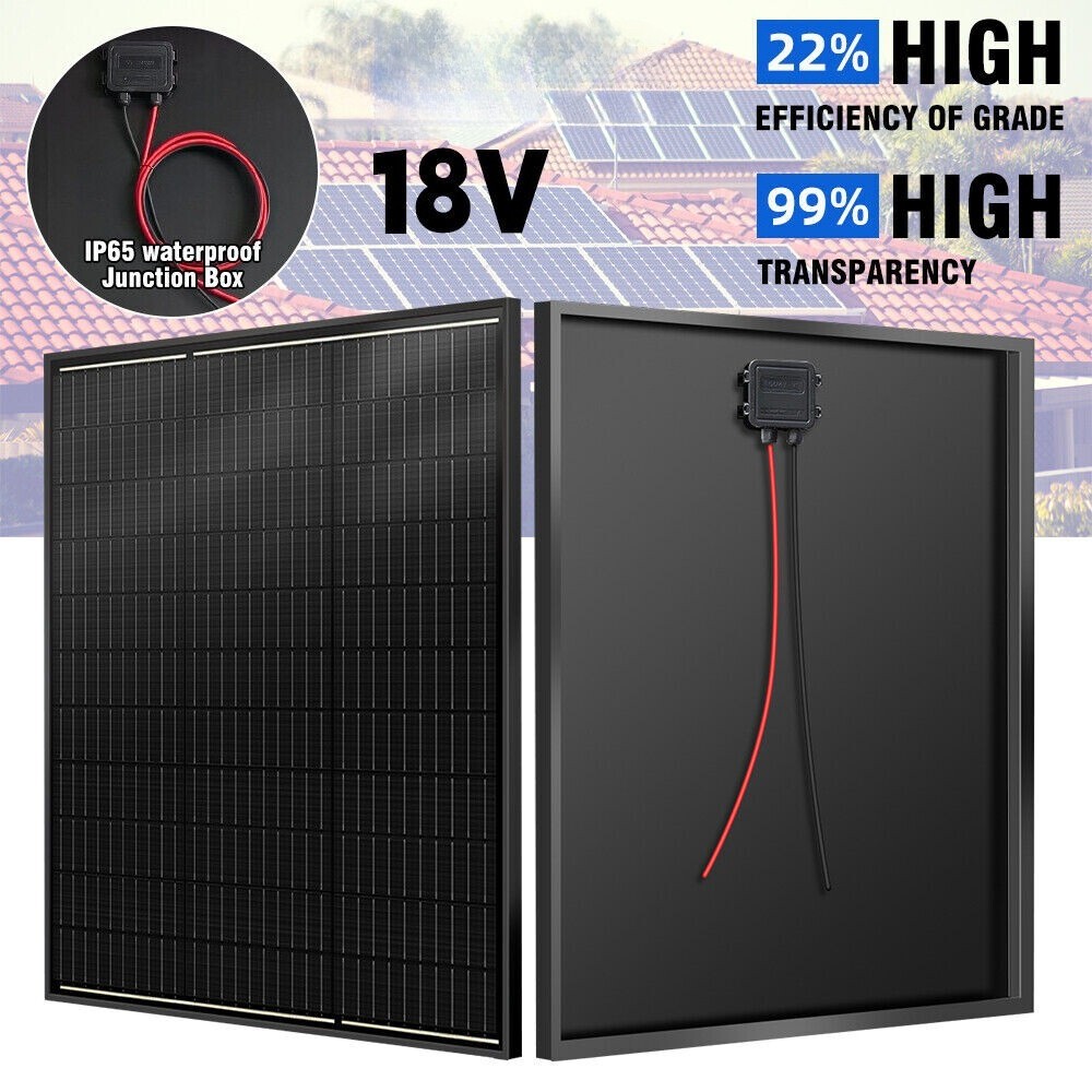 12V 120W Watt Monocrystalline Solar Panel 22% High Efficiency RV Home Roof Boat