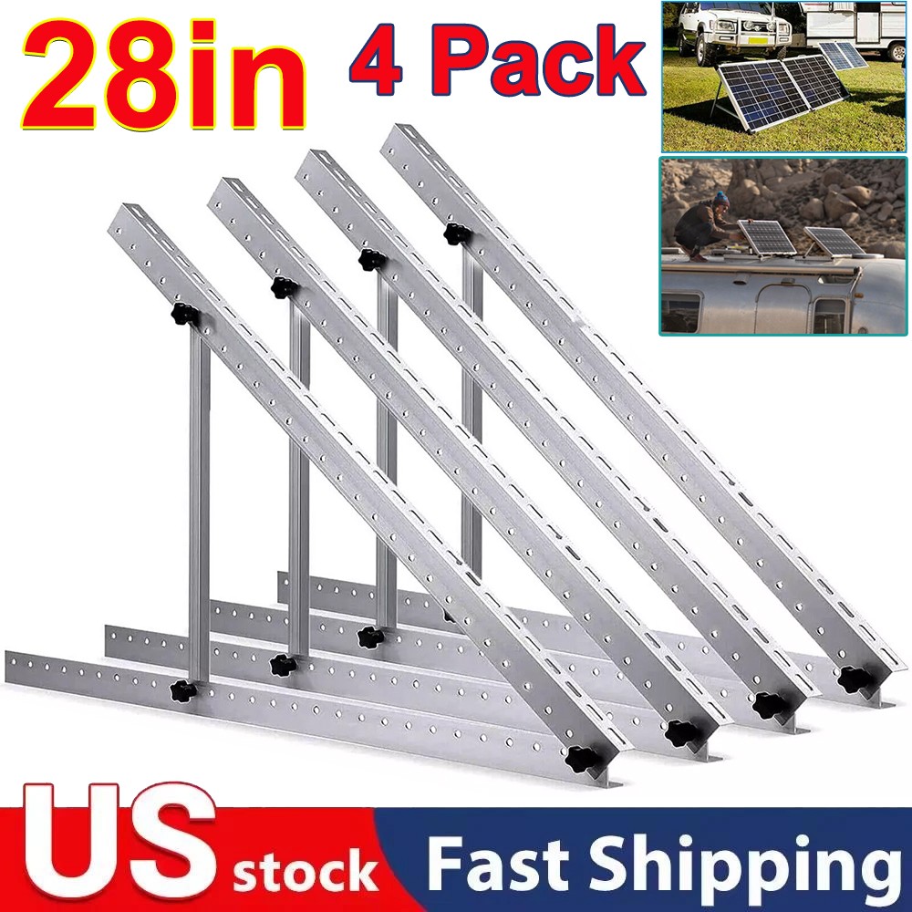 4 Pack 28in Adjustable Solar Panel Tilt Mount Brackets for Roof RV Boat Off-Grid