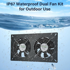 Fanspex Solar 2 Fan Kit, Waterproofed Solar Powered Fans for Outdoor Chicken Coo