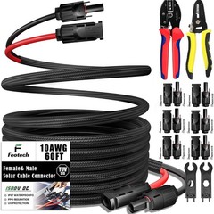 Twin Wire 60 Feet Solar Extension Cable 10AWG with -IP67- Female and Male Con…