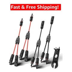 2 Pairs of Certified Solar Connectors – Y Branch Parallel Adapter Cable Kit