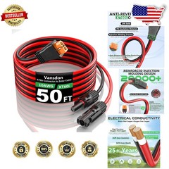 Solar XT60i Cable 50ft 10AWG – Oxygen-Free Copper, Waterproof