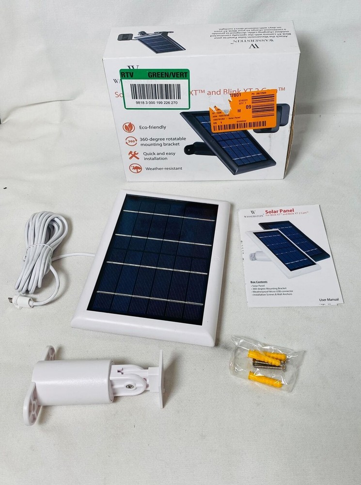Solar Power Panel for Blink Outdoor, XT and XT2 Camera Charger – 1 Pack-White
