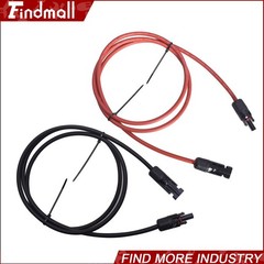 Findmall 1Pair 10ft Black + Red 12AWG Solar Panel Extension Cable Wire Connector