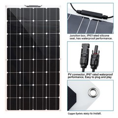 100W 16V Solar Panel High-Efficiency Photovoltaic Module for RV Camping Off-Grid