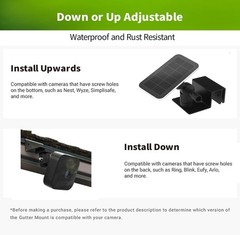 Universal Gutter Mount for Solar & Security Cameras – No Drill, Adjustable St…