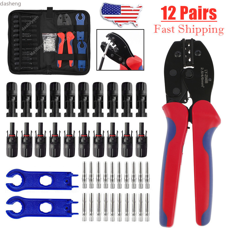 12Pairs Solar Crimping Tools Set Panel PV Cable Connectors Wire Crimper Pliers