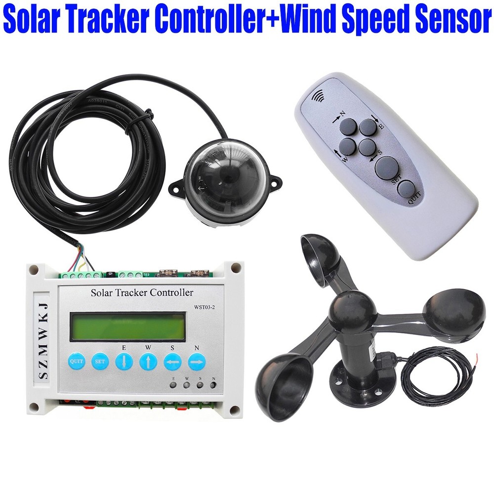 Automatic Tracking Dual Axis Solar Panel Tracker Controller W/ Wind Speed Sensor