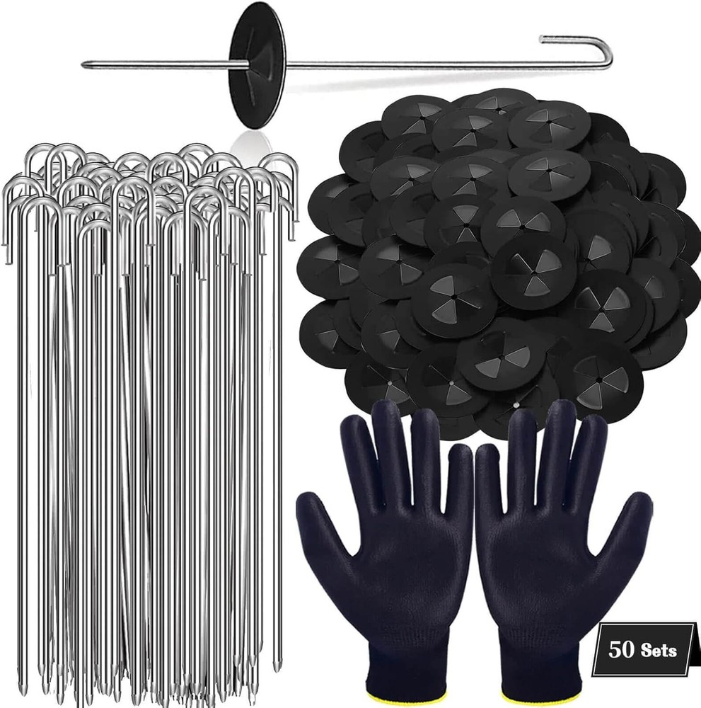 50PCS Solar Panel Bird Guard Fastener Clips, 1PCS Gloves Solar Panel Mesh Clips