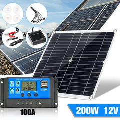 200 Watts Solar Panel Kit 12V 100A Battery Charger with Controller Caravan Boat