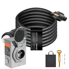50 Amp Generator Cord and Power Inlet Box Kit, 25FT, NEMA 14 – 50P/ SS2 – 50R