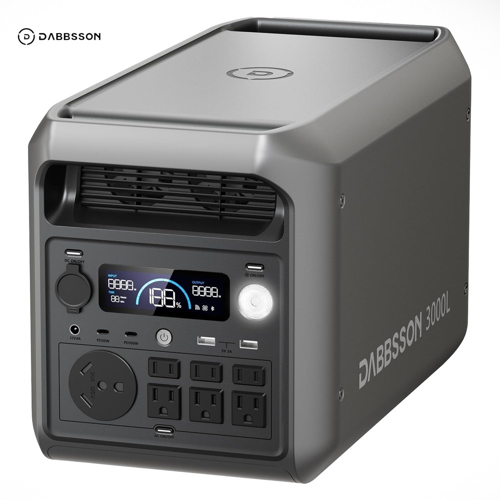 Dabbsson 3000W 3072Wh Portable Power Station Solar Generator w/ App Camping Home