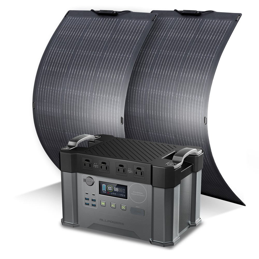 ALLPOWERS 2400W Portable Power Station Generator With 100W Flexible Solar Panels