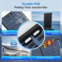200W Bifacial Solar Panel 18V N-Type Mono PV RV Home Off-Grid Battery