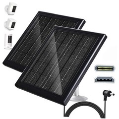 Ring Camera Solar Panel 5V 5W Outdoor Solar Battery Charger for 2 Pack Black