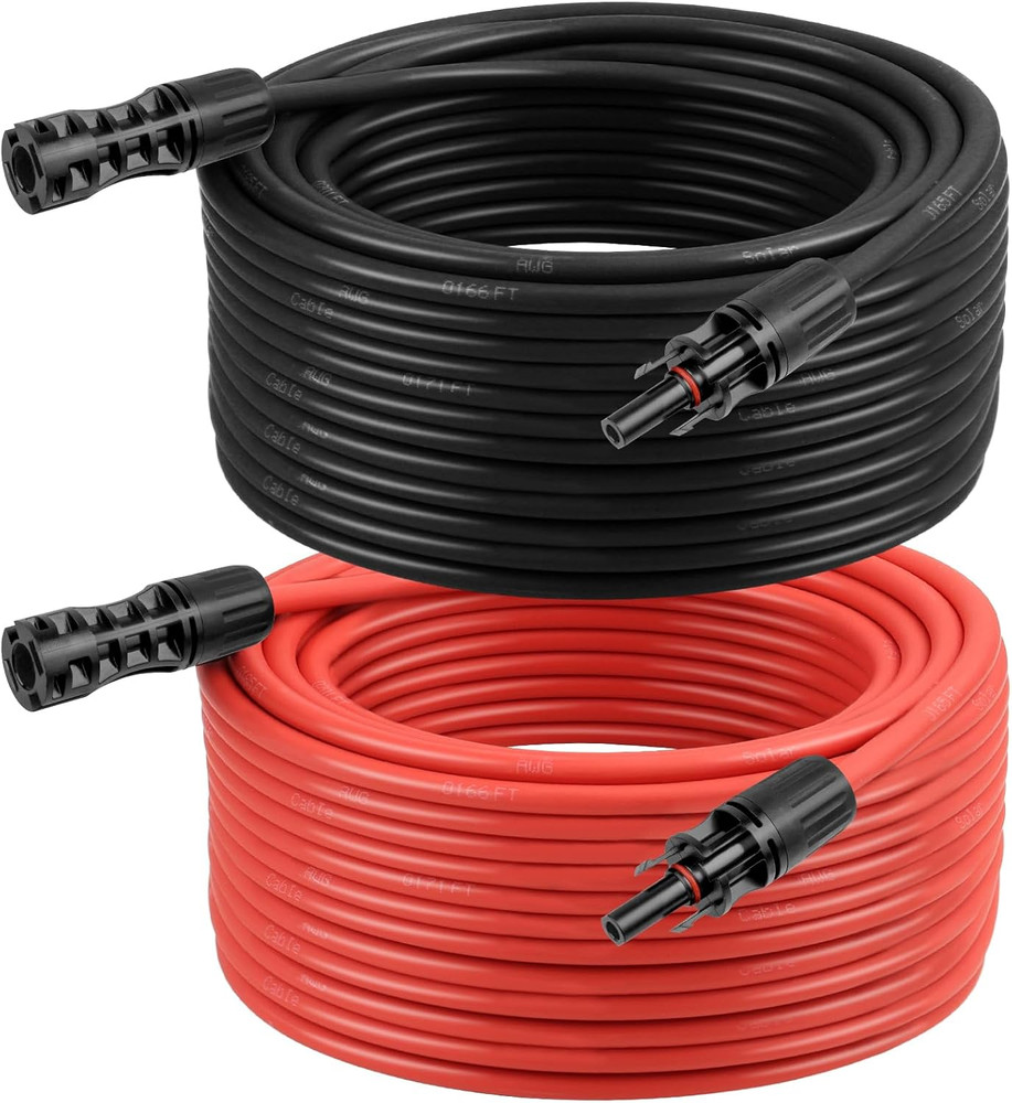 8 AWG Solar Extension Cable 200FT Black + 200FT Red, 8 Gauge Solar Panel Wire Ma