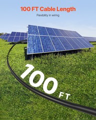 100FT Solar Panel Extension Cable 10AWG Waterproof PV 6mm² Cable Black