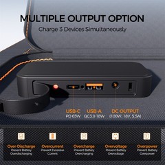 Flashfish T2000 Portable Power Station 1536Wh 2000W With 2*Solar Panel 100W 18V
