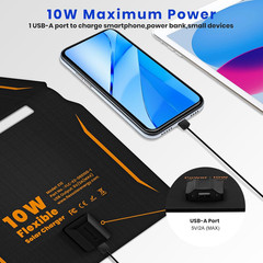 10W Solar Panels Portable (5V 2A Max),Foldable Solar Charger with USB-A Port for