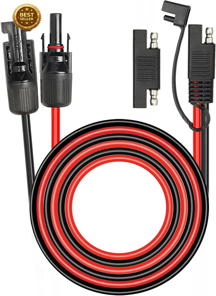 20FT 10AWG Solar Panel to SAE Extension Cable with Polarity Reverse Adapter Kit